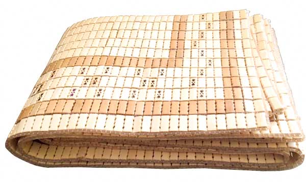 WHITE BAMBOO MAT WITH SMALL BEAD 100X190CM